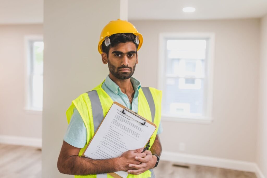 A construction leader addressing a performance issue on site